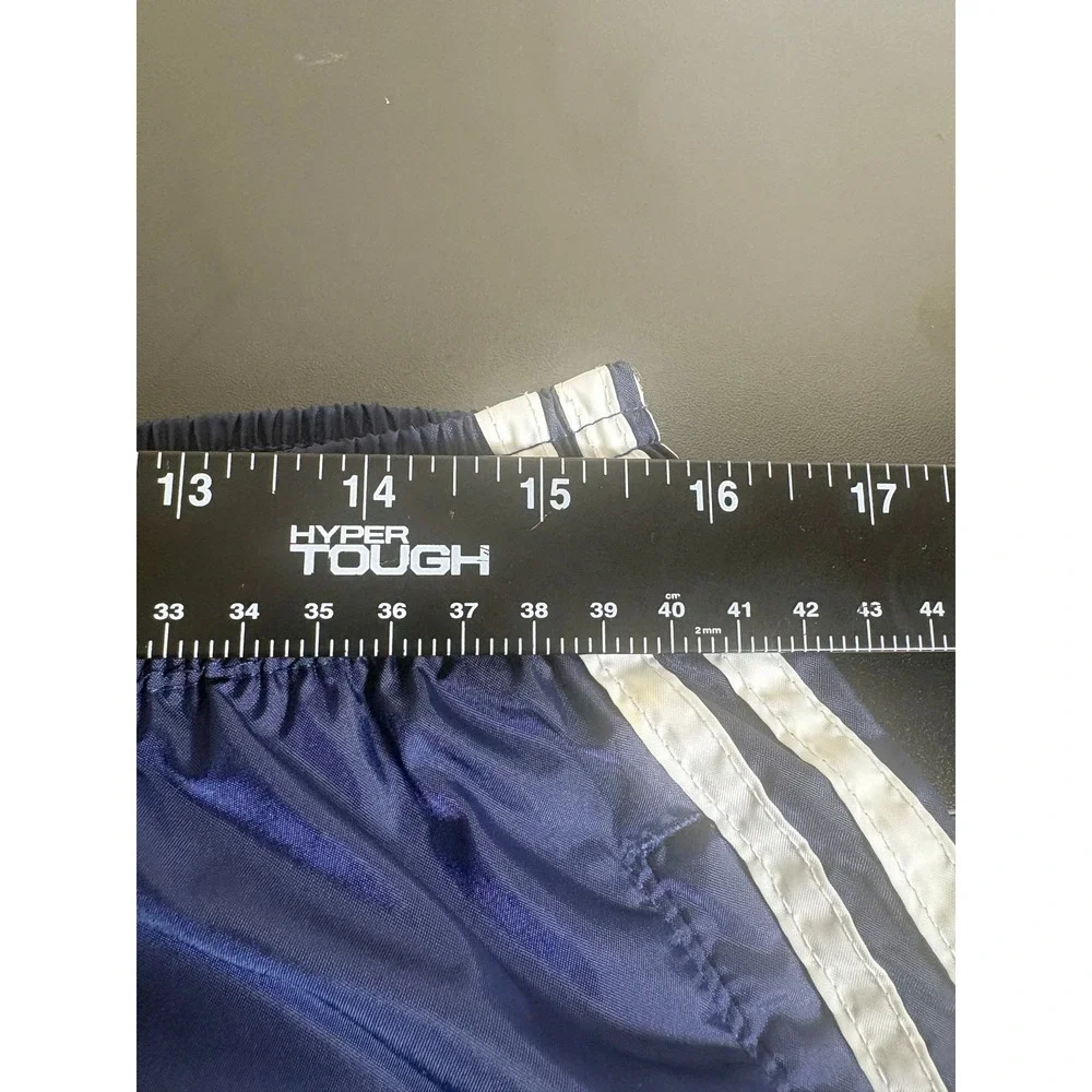 Adidas Mens Vtg 90s Track Pants Navy White Stripe Nylon Windbreaker XL Zip Leg